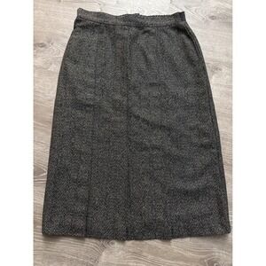 Vintage Summit Sportswear Gray Herringbone Midi Skirt Size 16 Made in USA Lined
